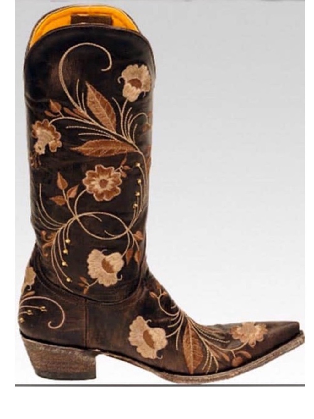 OLD GRINGO Julie Vesuvio Brown Embroidered Crystal Leather Cowboy Boots 6.5